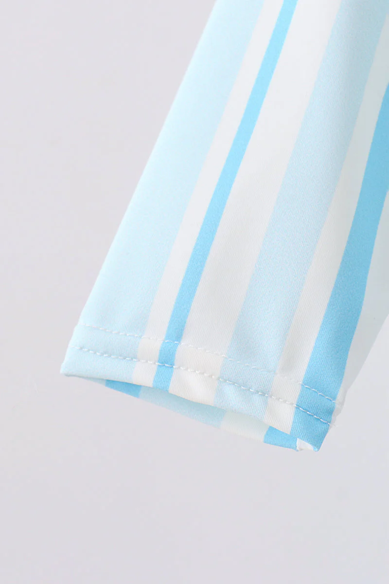 Blue stripe one-piece swimsuit - Image 4