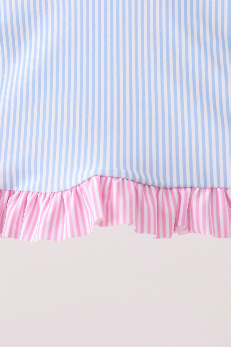 Blue stripe ruffle rashguard set - Image 3