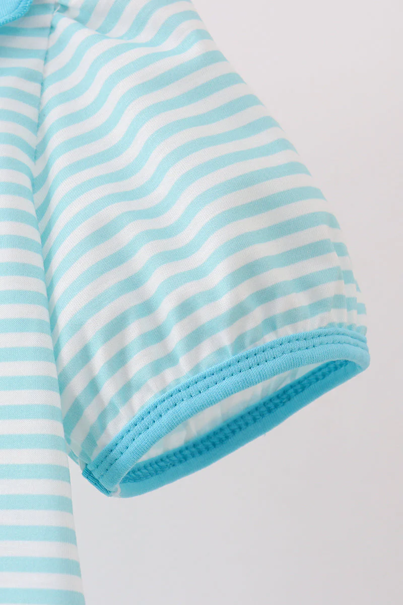 Blue Stripe School Bus Embroidered Top - Image 3