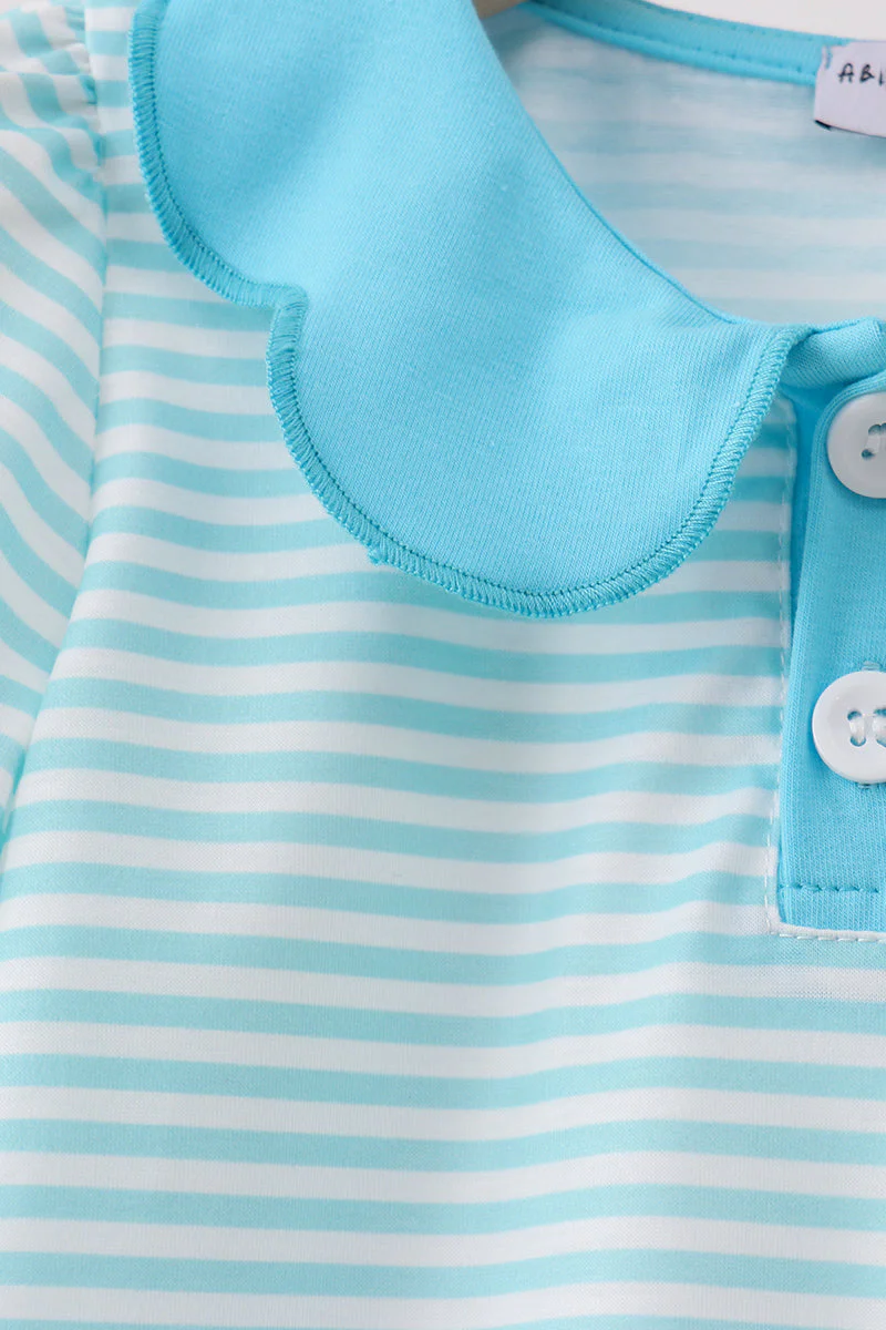 Blue Stripe School Bus Embroidered Top - Image 4