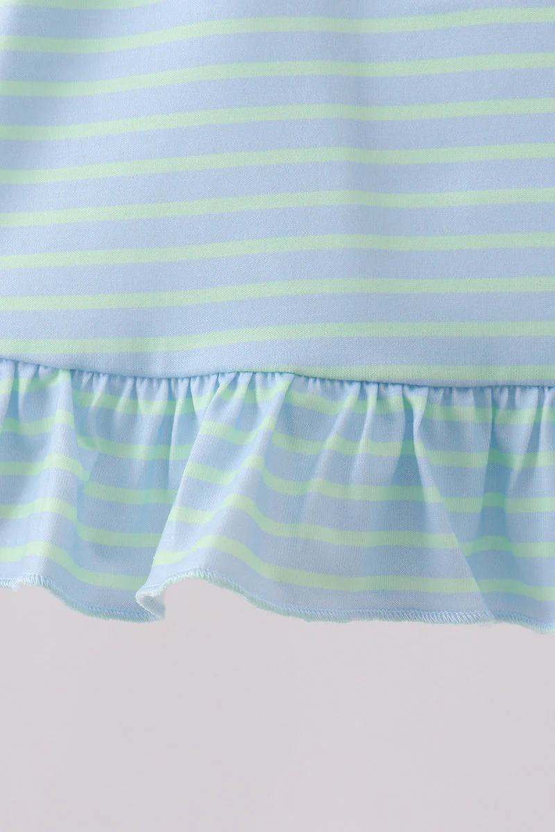Blue Stripe Schoolhouse Appliqué Ruffle Set - Image 5