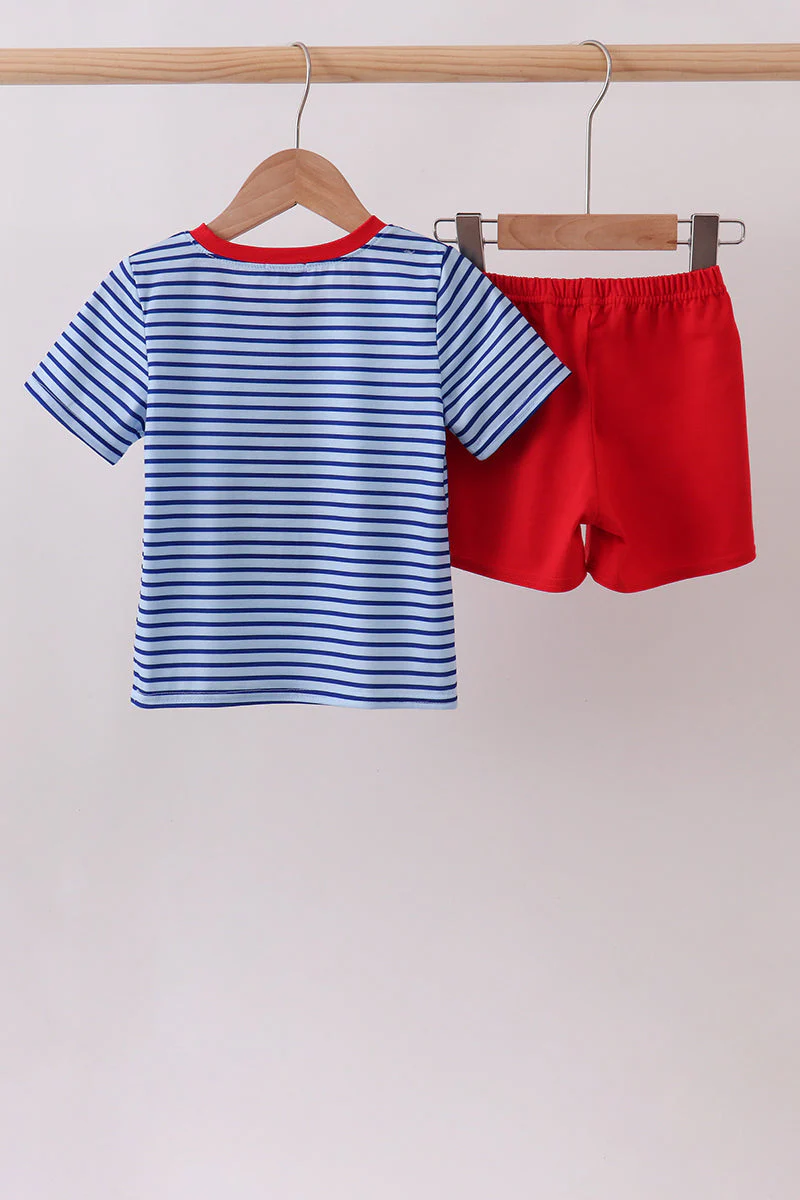 Blue Stripe Schoolhouse Appliqué Set - Image 5