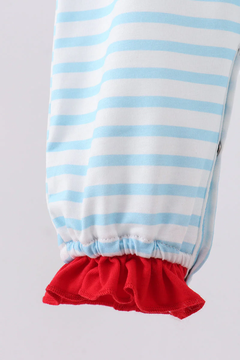 Blue stripe sports trio applique romper - Image 4