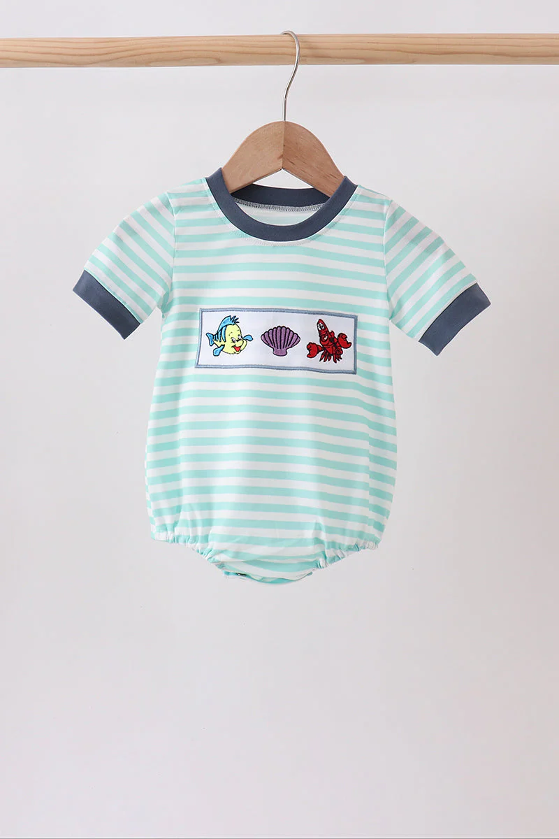 Blue stripe under the sea Embroidered Bubble