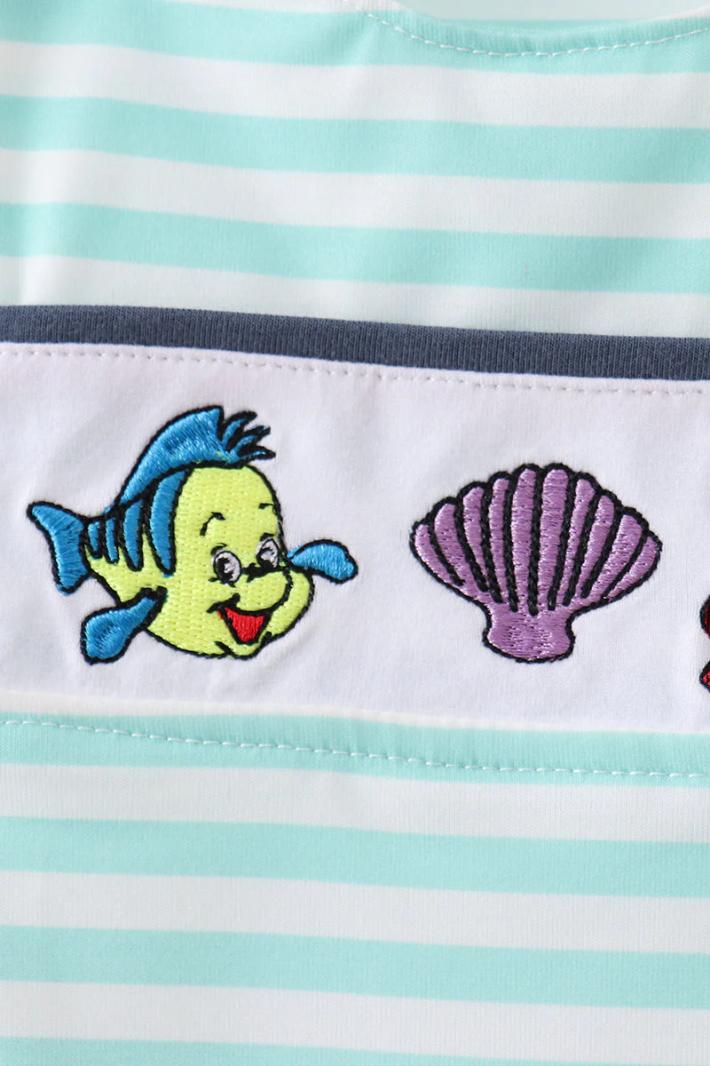 Blue stripe under the sea Embroidered Jon Jon - Image 2