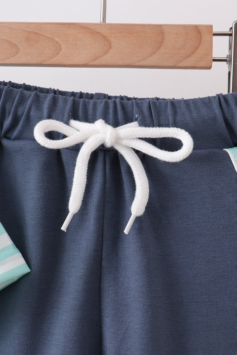 Blue Stripe under the sea Embroidered Set - Image 2