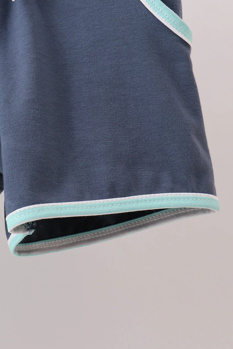 Blue Stripe under the sea Embroidered Set - Image 3