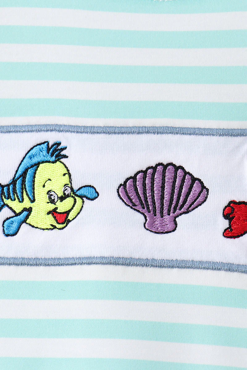 Blue Stripe under the sea Embroidered Set - Image 4
