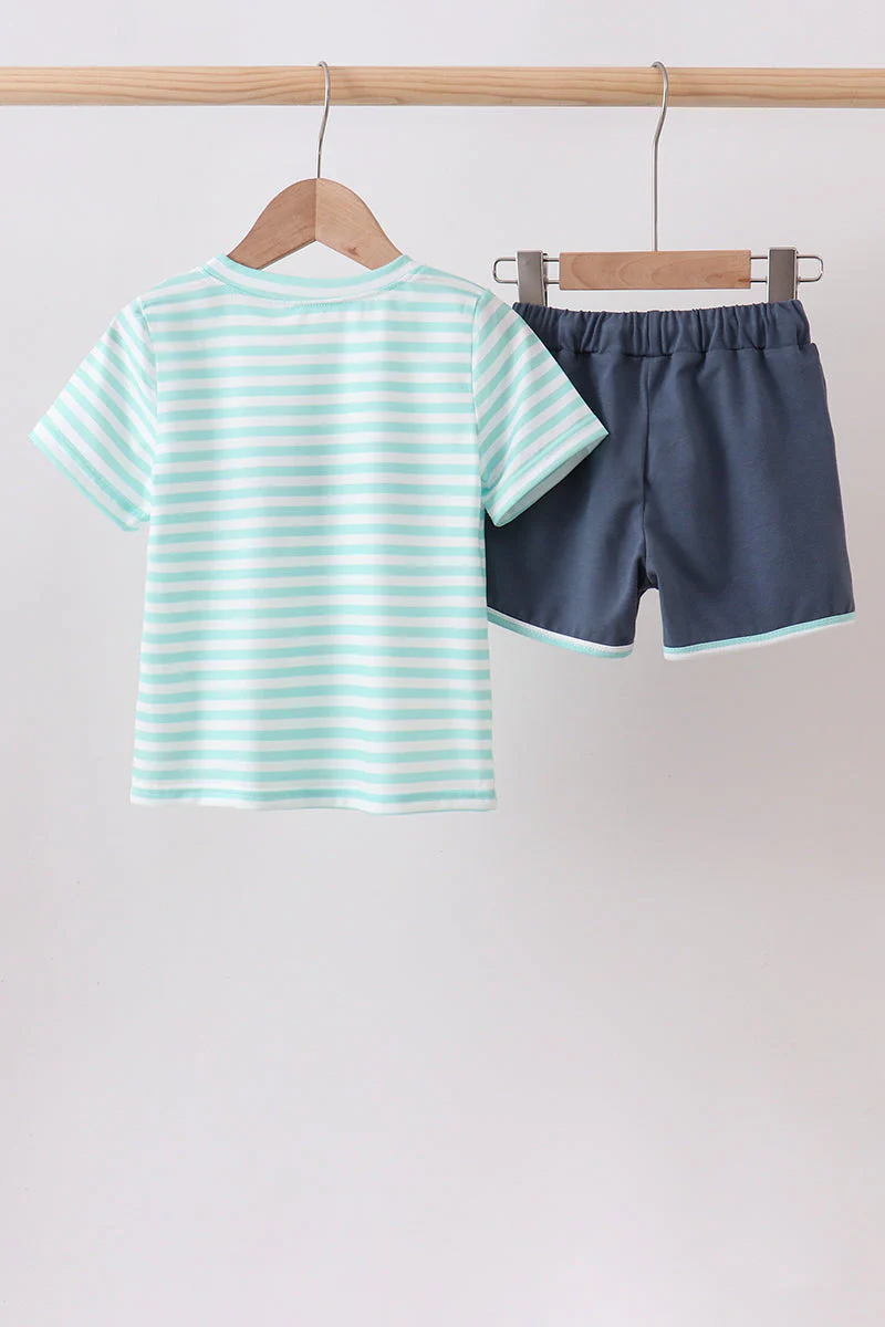 Blue Stripe under the sea Embroidered Set - Image 5