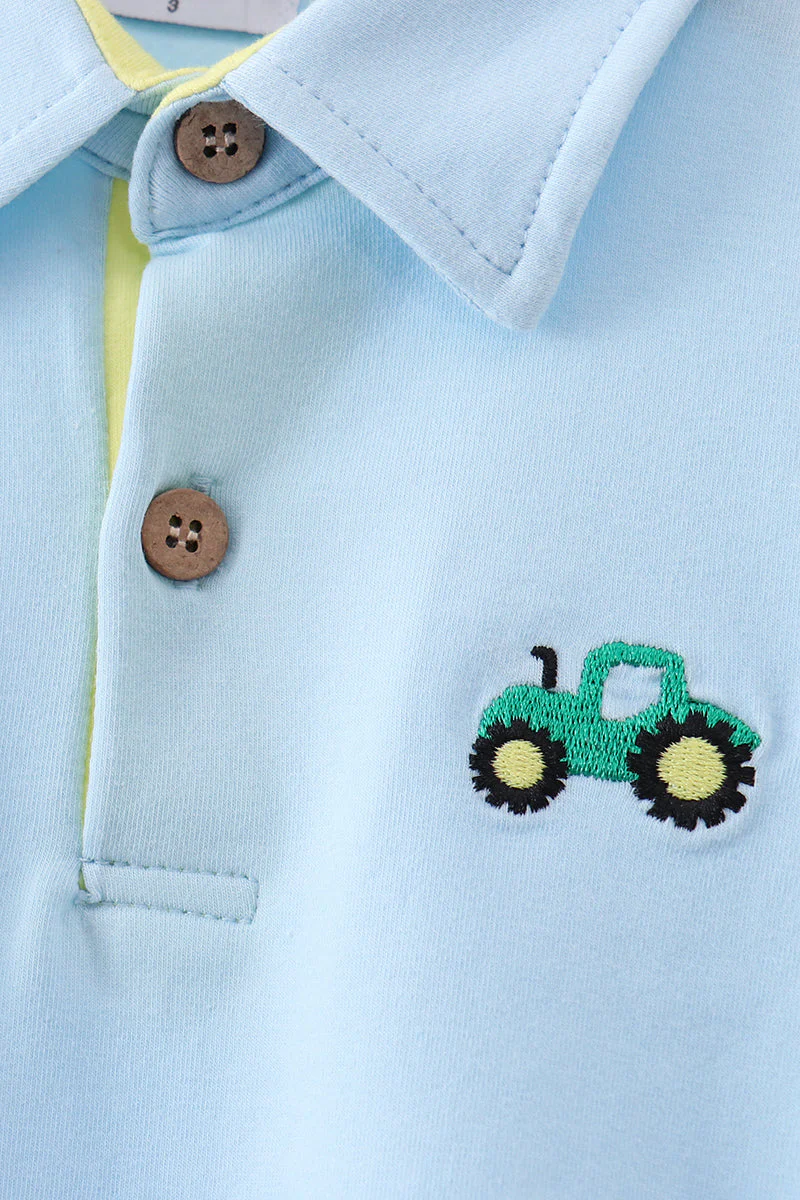 Blue Tractor Embroidered Polo - Image 5