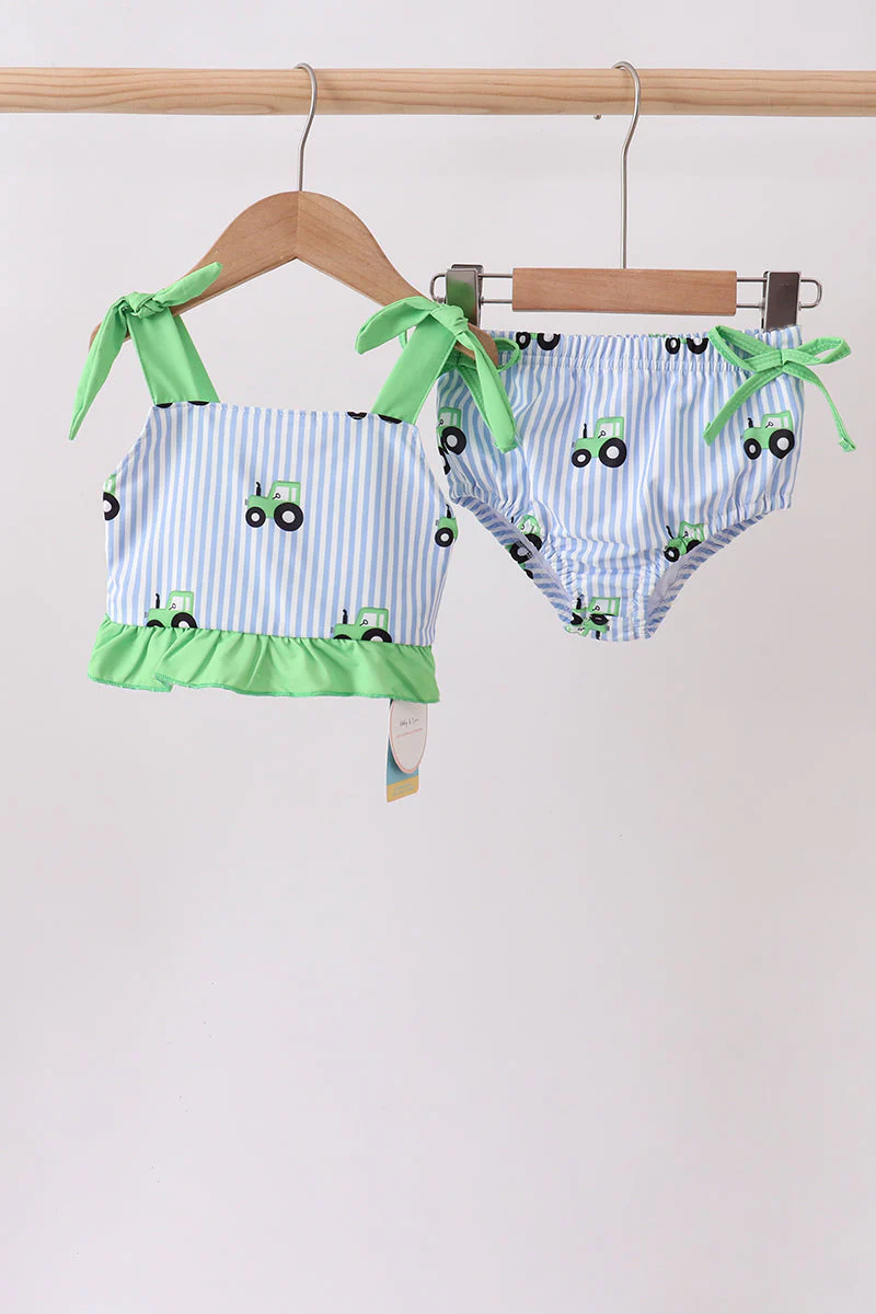 Blue Tractor Stripe UPF Swim Set