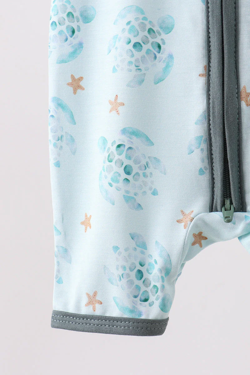 Blue Turtle Bamboo Romper - Image 2