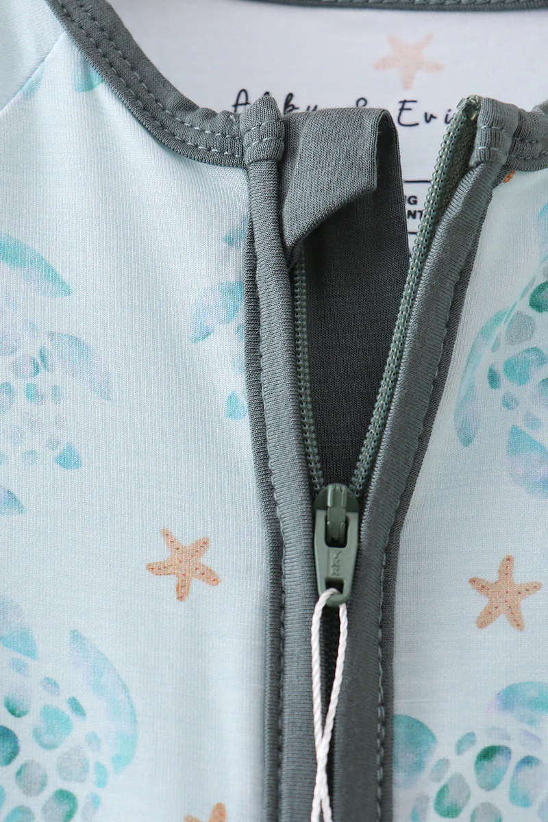Blue Turtle Bamboo Romper - Image 4