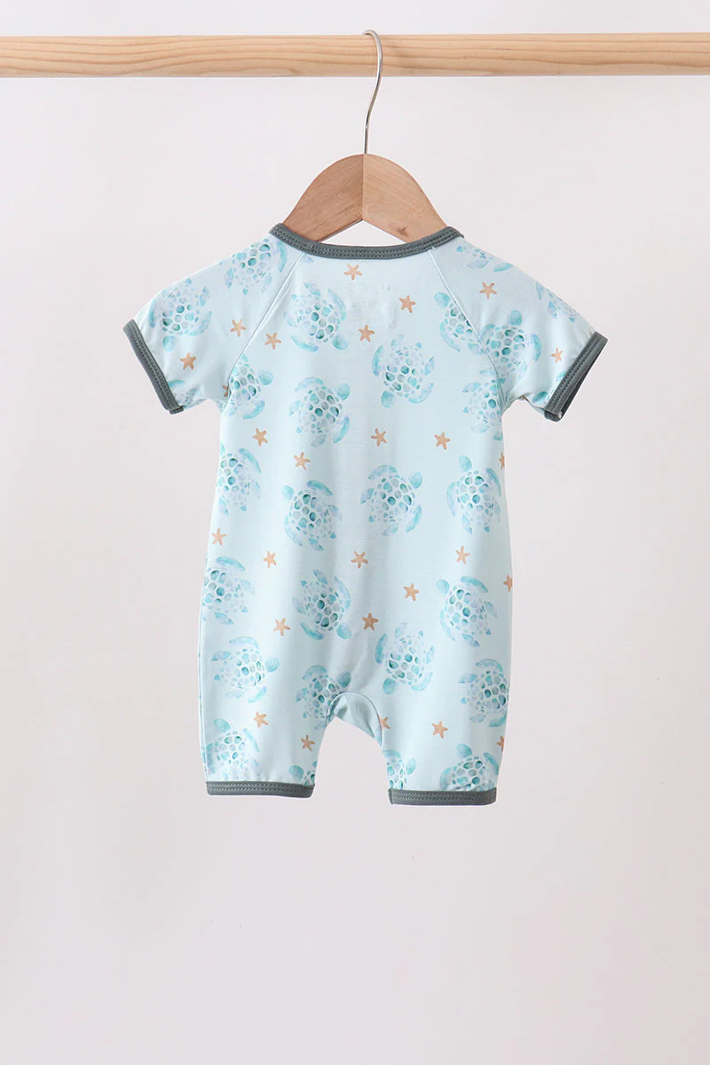 Blue Turtle Bamboo Romper - Image 5