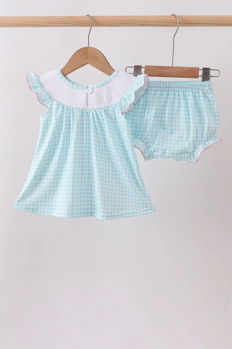 Blue Umbrella Smocked Bloomer Set - Image 4
