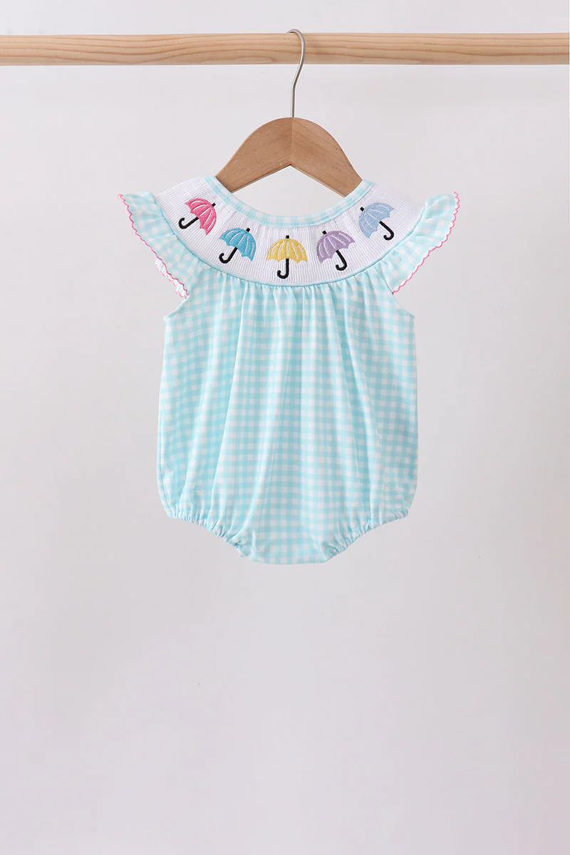 Blue Umbrella Smocked Bubble