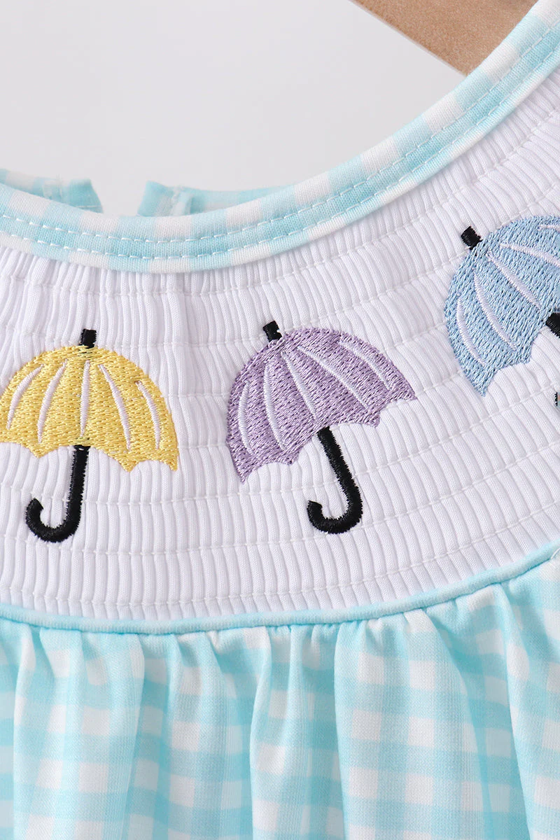 Blue Umbrella Smocked Dress - Image 2