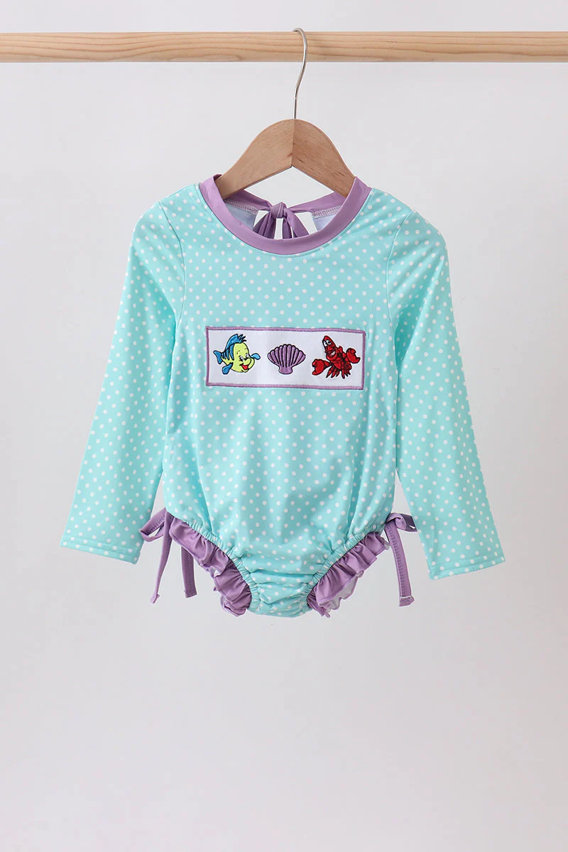 Blue under the sea Embroidered UPF Rashguard