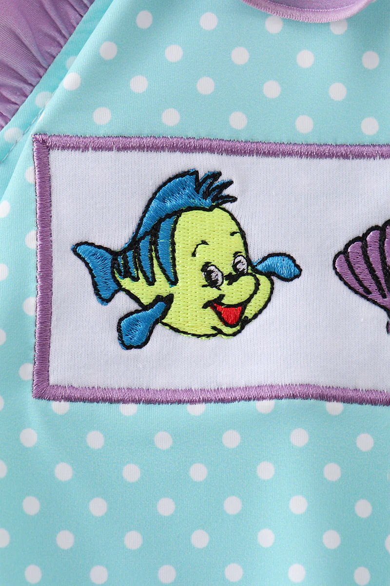 Blue under the sea Embroidered UPF Swim One-Piece - Image 3