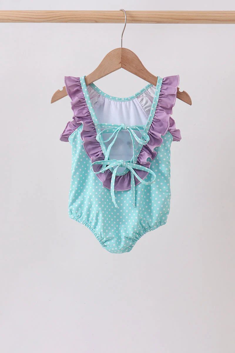 Blue under the sea Embroidered UPF Swim One-Piece - Image 5