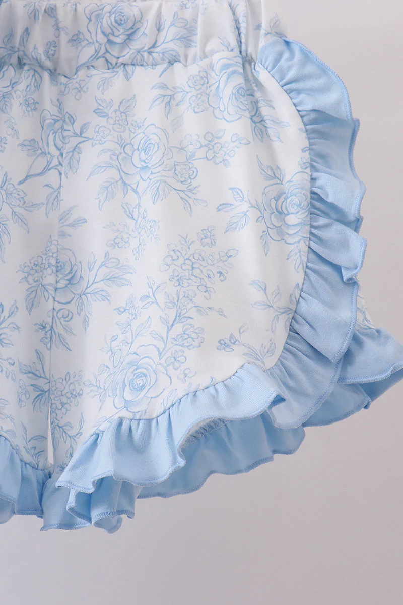 Blue Whale Applique Ruffle Shorts Set - Image 3