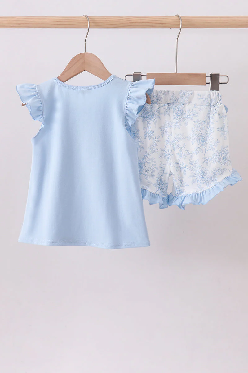 Blue Whale Applique Ruffle Shorts Set - Image 5
