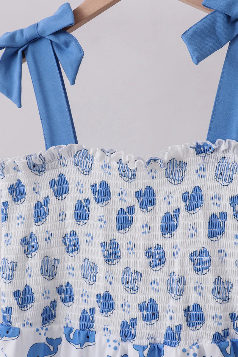 Blue whale smocked ruffle mom&me dress - Image 3