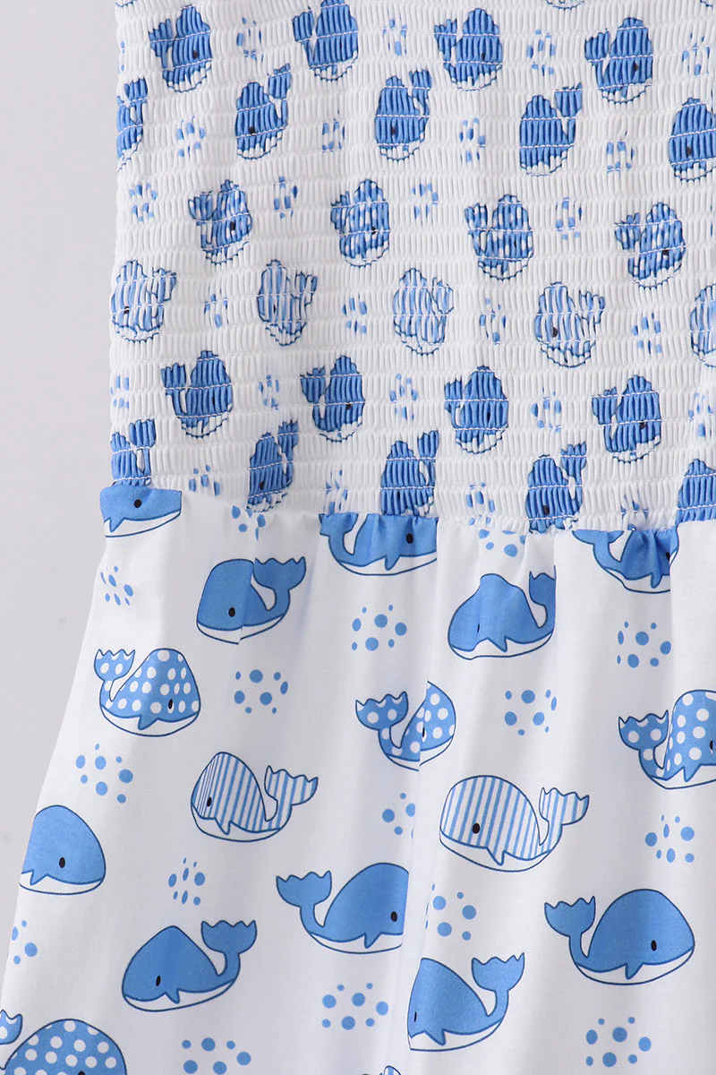 Blue whale smocked ruffle mom&me dress - Image 4