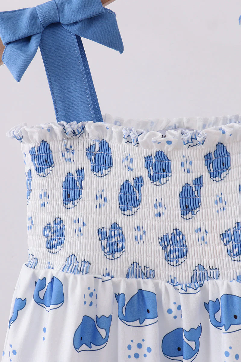 Blue whale smocked ruffle mom&me dress - Image 6