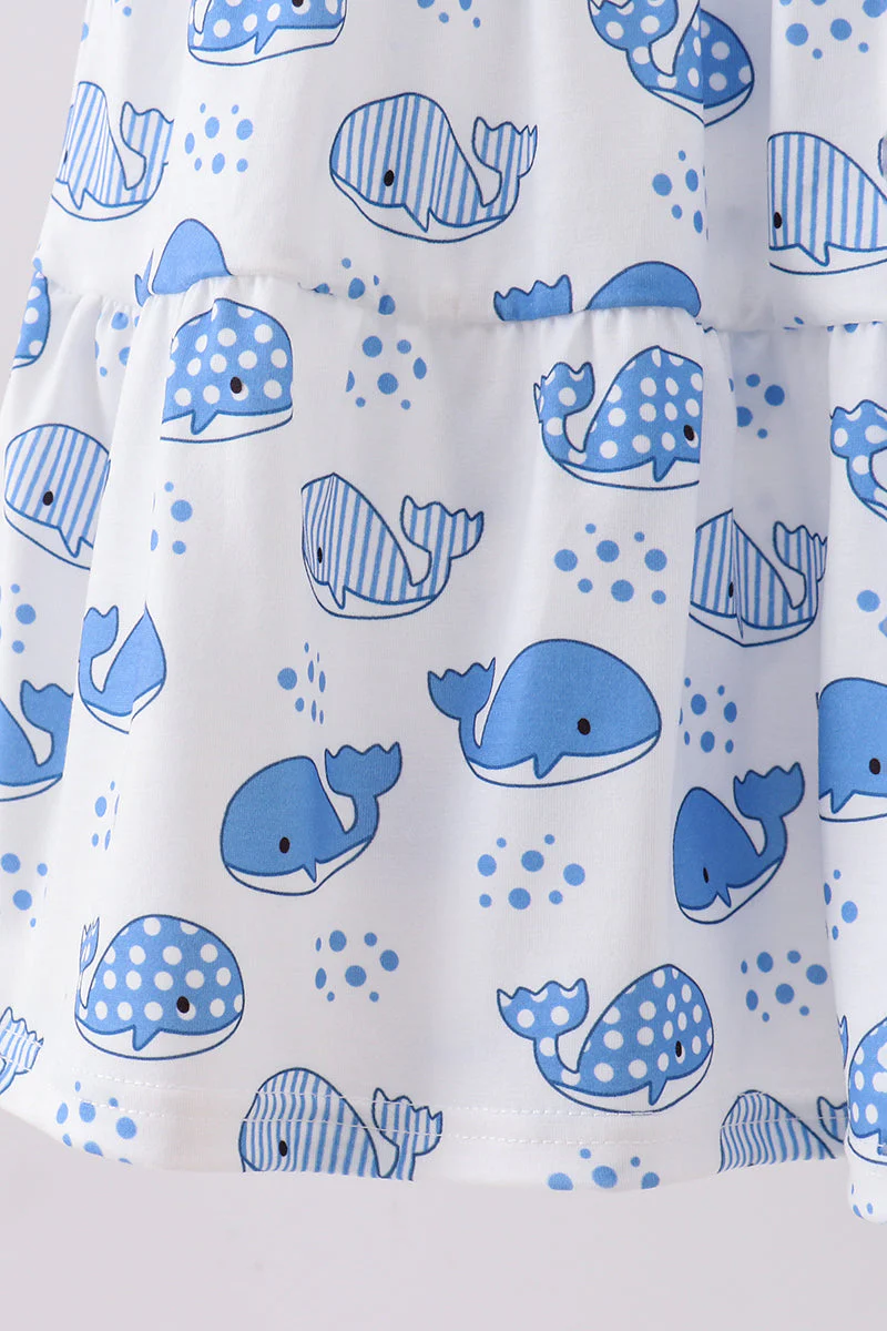Blue whale smocked ruffle mom&me dress - Image 8