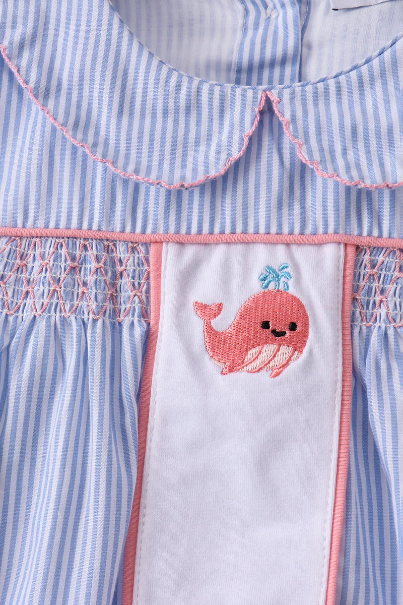 Blue Whale Smocked Seersucker Shorts Set - Image 2
