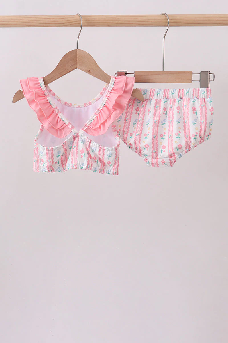 Blush floral print ruffle 2pc swimsuit - Image 5