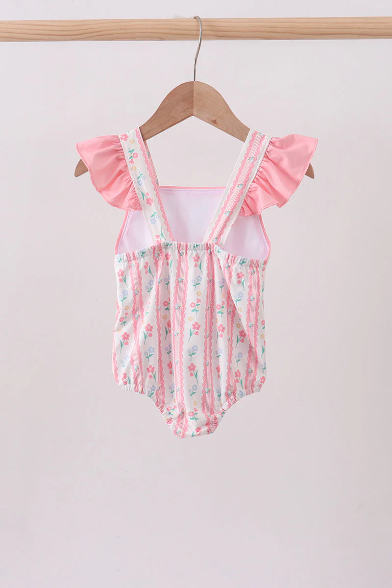 Blush floral print ruffle bow swimsuit - Image 5