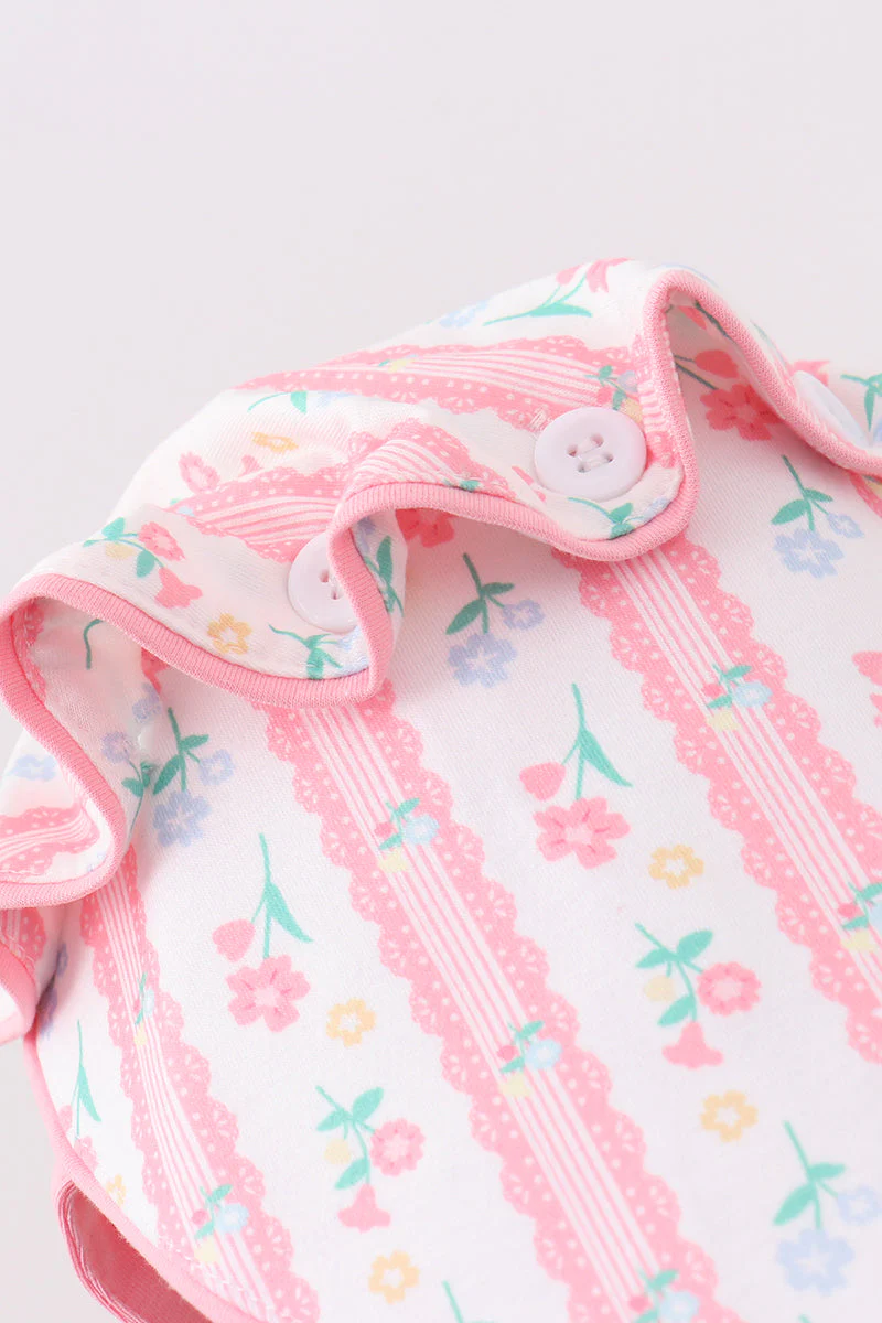 Blush floral ruffle bow bonnet - Image 2
