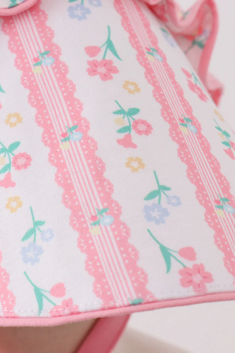 Blush floral ruffle bow bonnet - Image 4