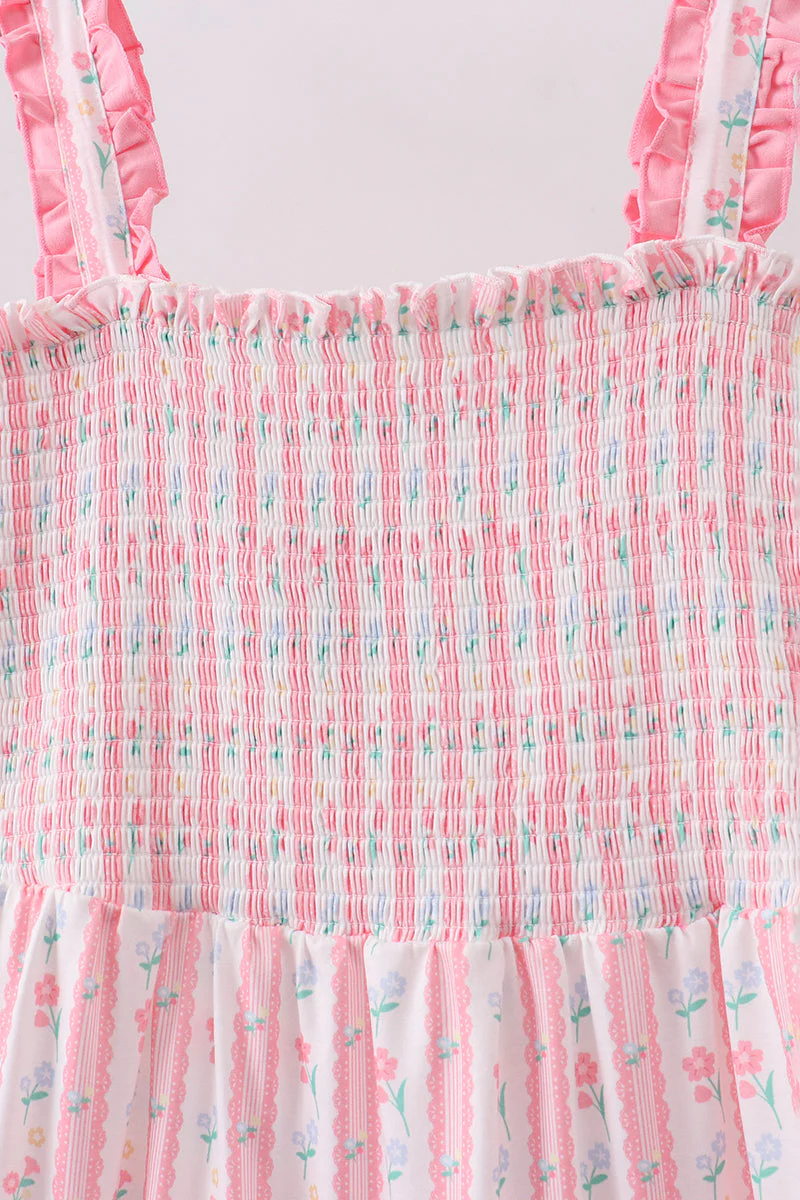 Blush floral smocked tiered dress - Image 2
