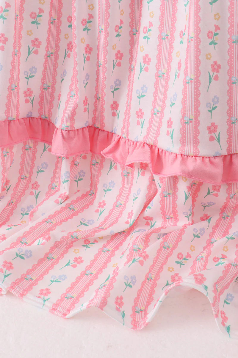 Blush floral smocked tiered dress - Image 4