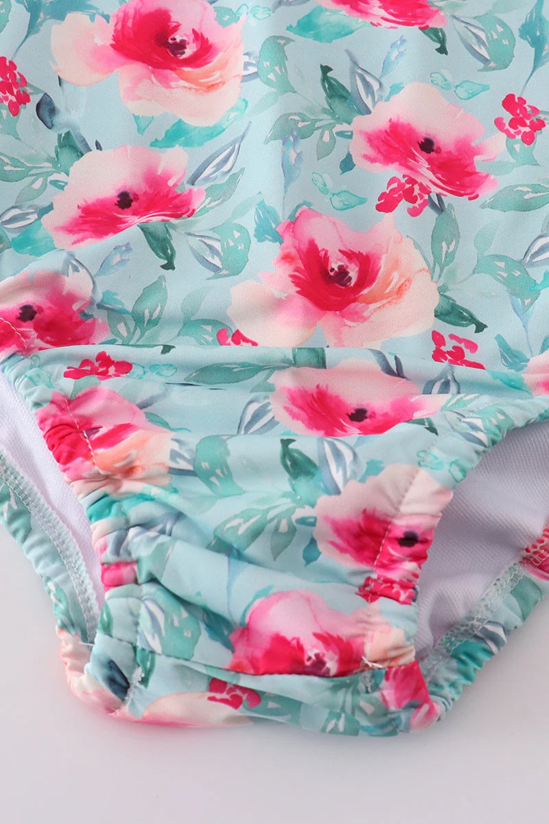 Blushing rose garden print mom swimsuit - Image 3