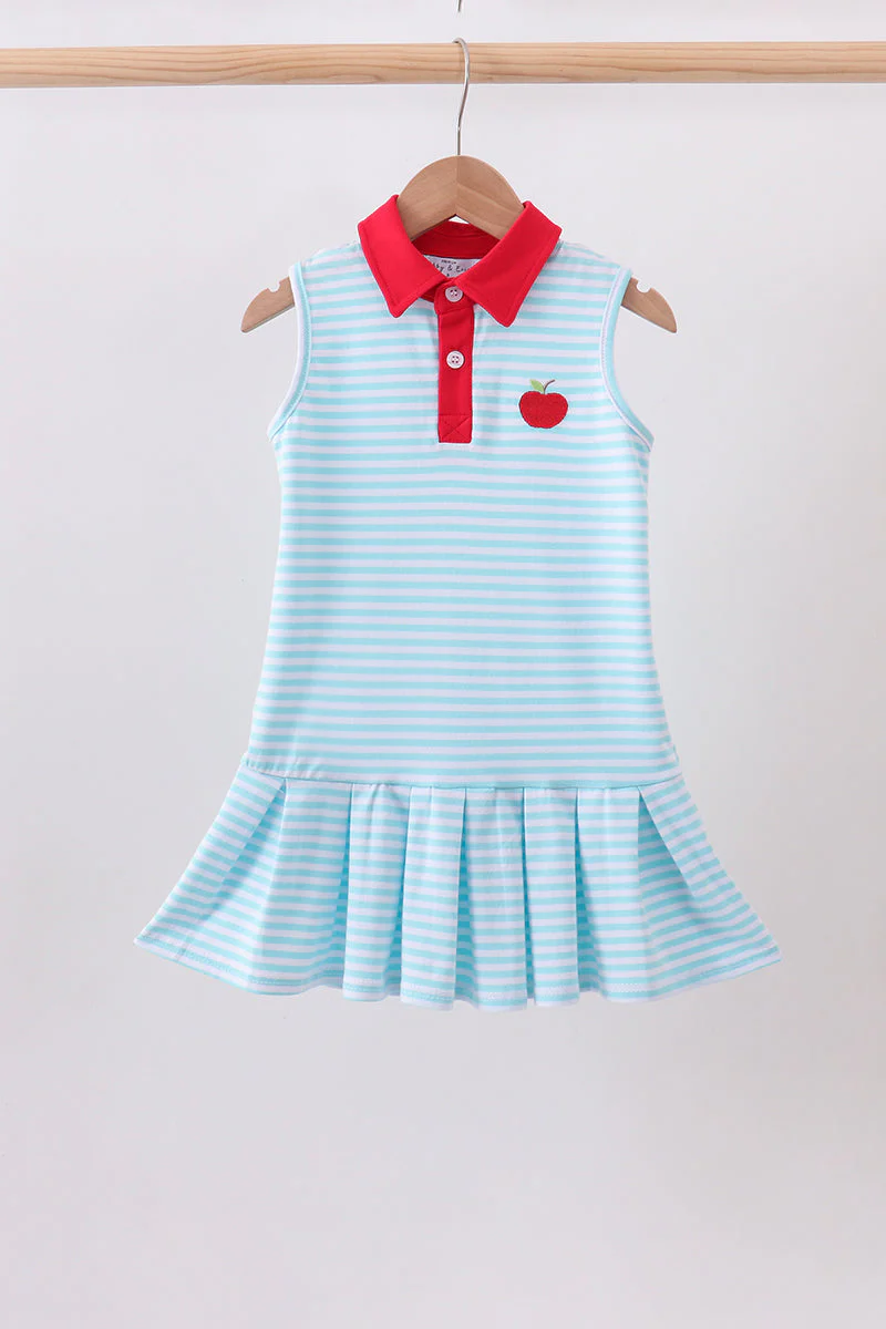 Bow Collar Apple Embroidery Dress