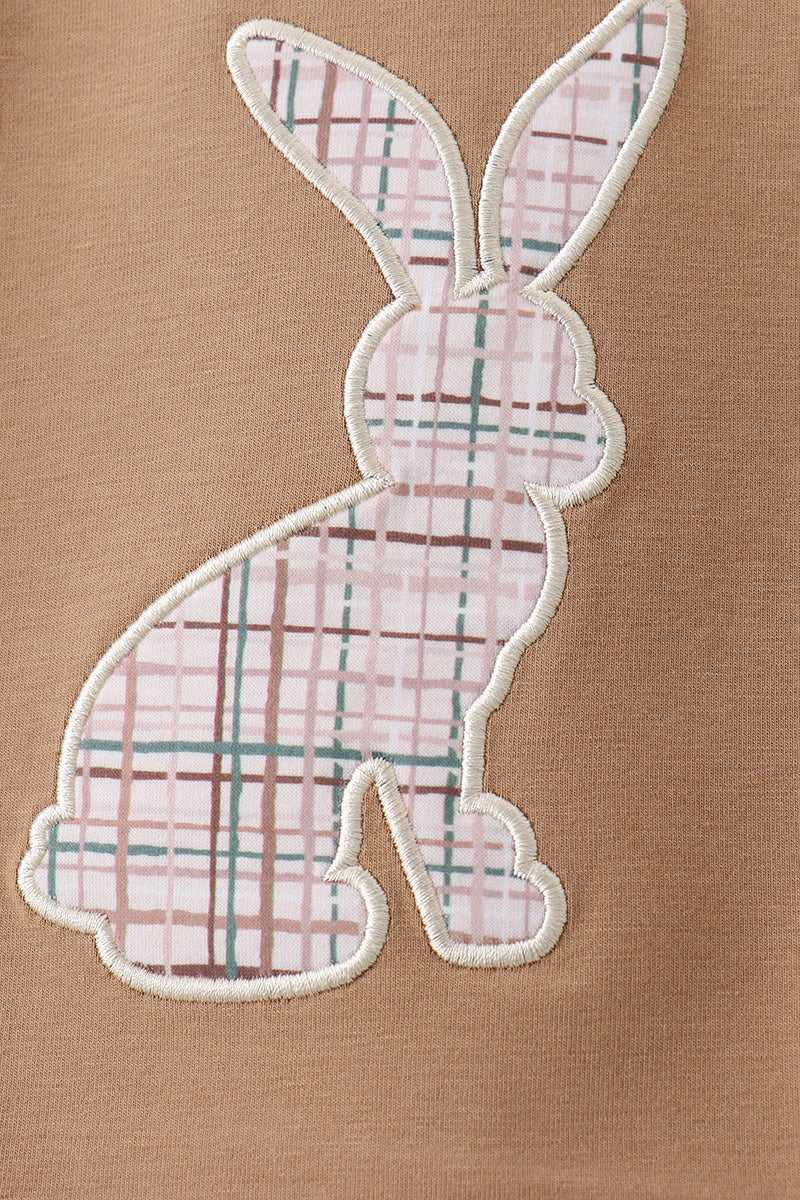 Brown plaid bunny applique shorts set - Image 4
