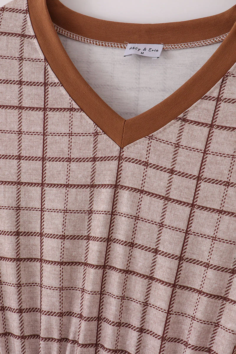 Brown plaid mom dress - Image 2