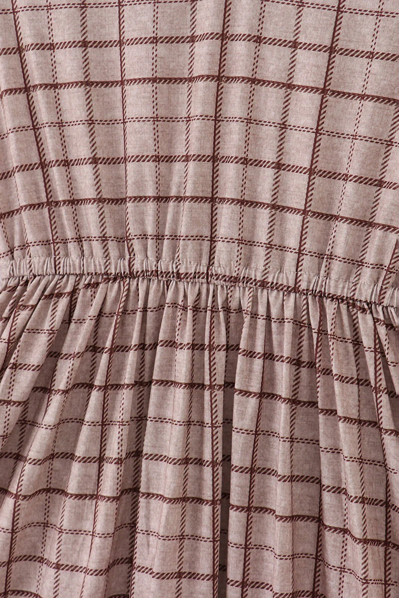 Brown plaid mom dress - Image 3