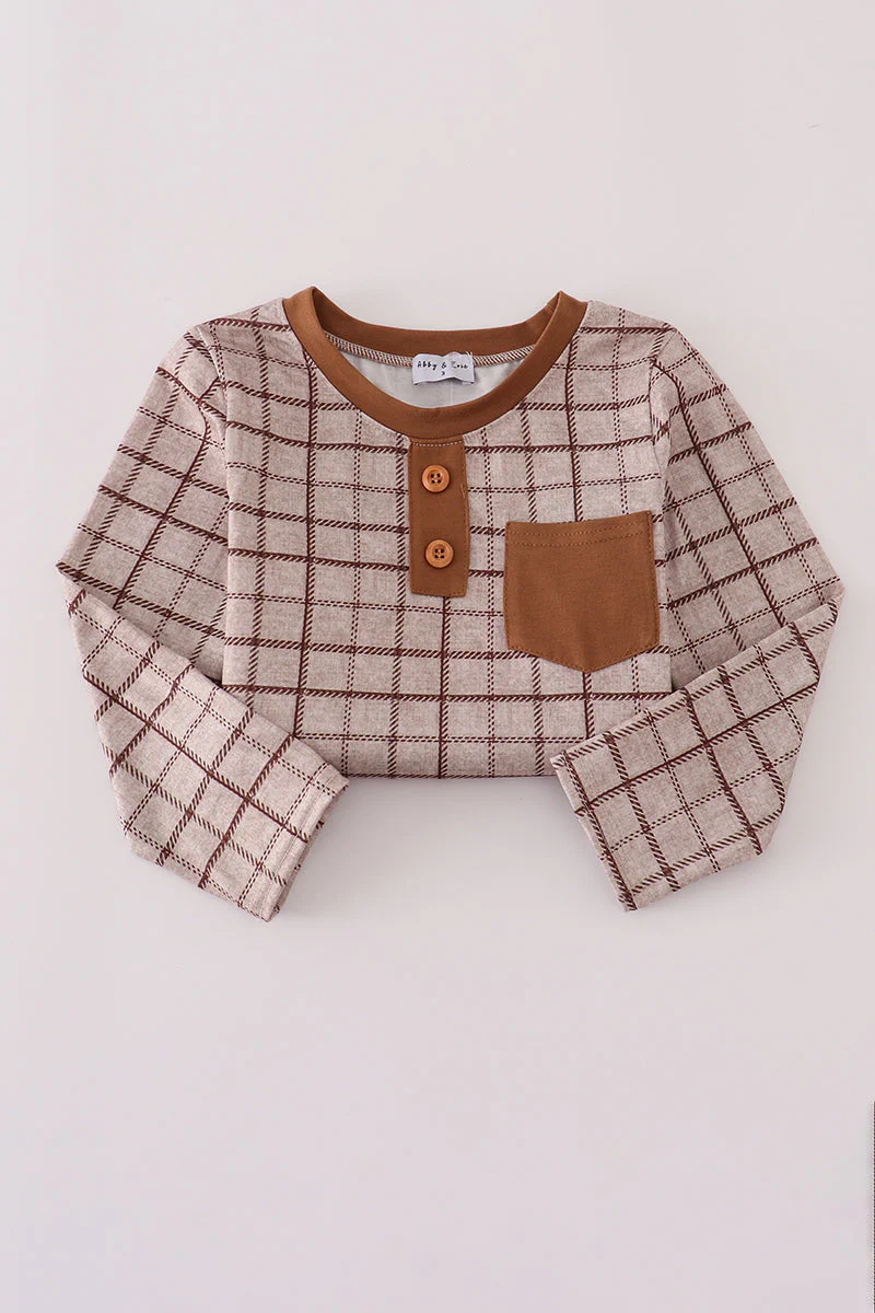 Brown plaid top - Image 5