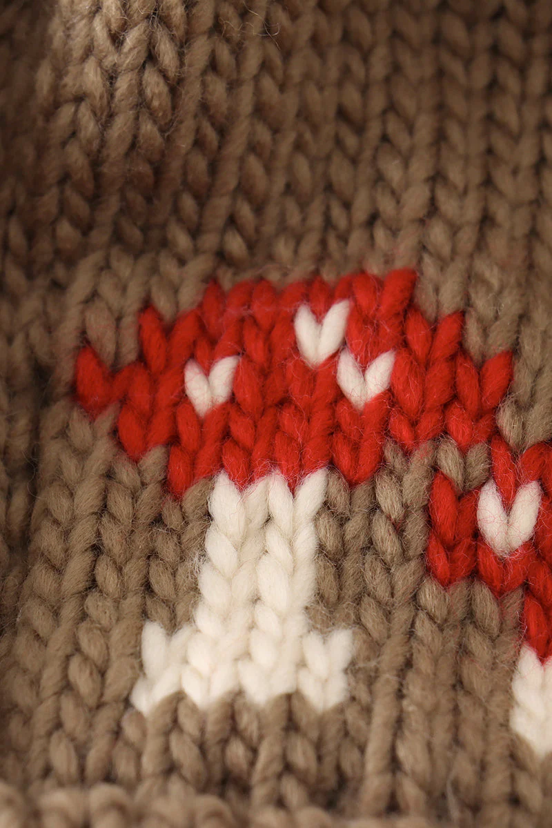 Brown pompom mushroom cable beanie hat - Image 6