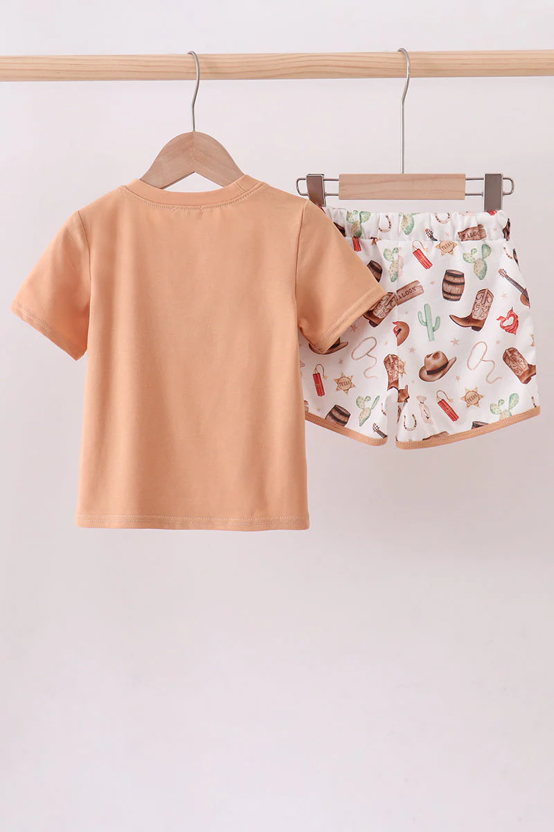 Brown Western Embroidered Shorts Set - Image 5