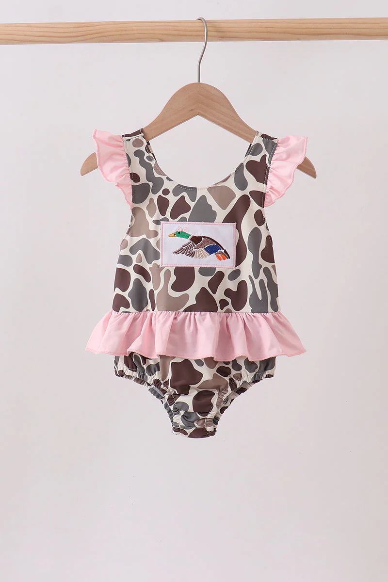 Camo Mallard Embroidered UPF Swim One-Piece
