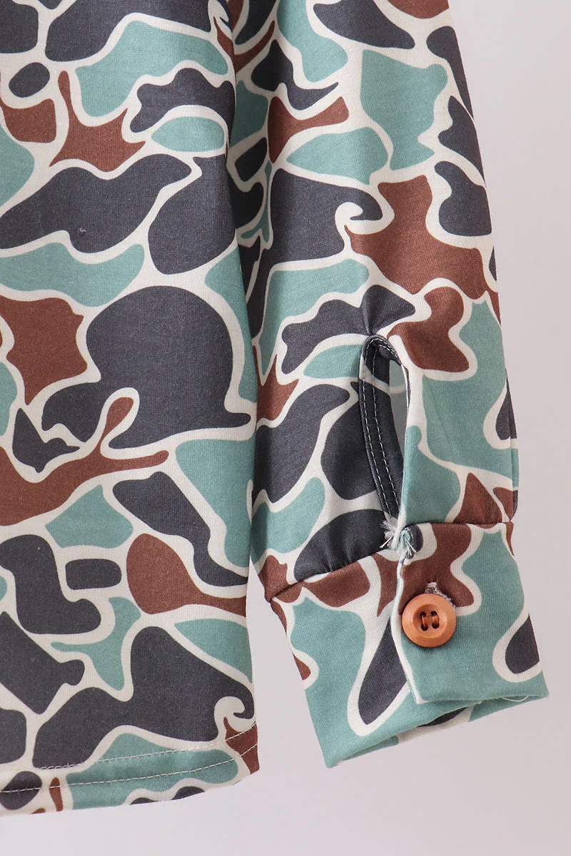 Camouflage puppy hunting embroidery button shirt - Image 4