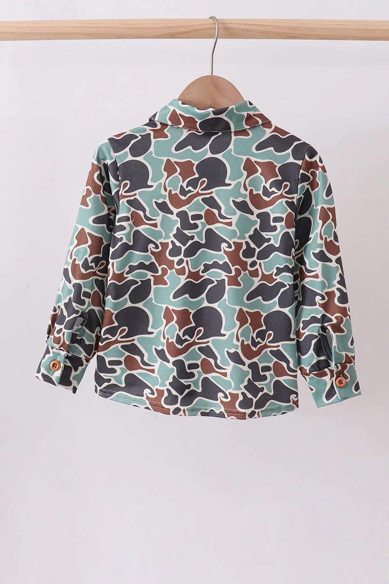 Camouflage puppy hunting embroidery button shirt - Image 5