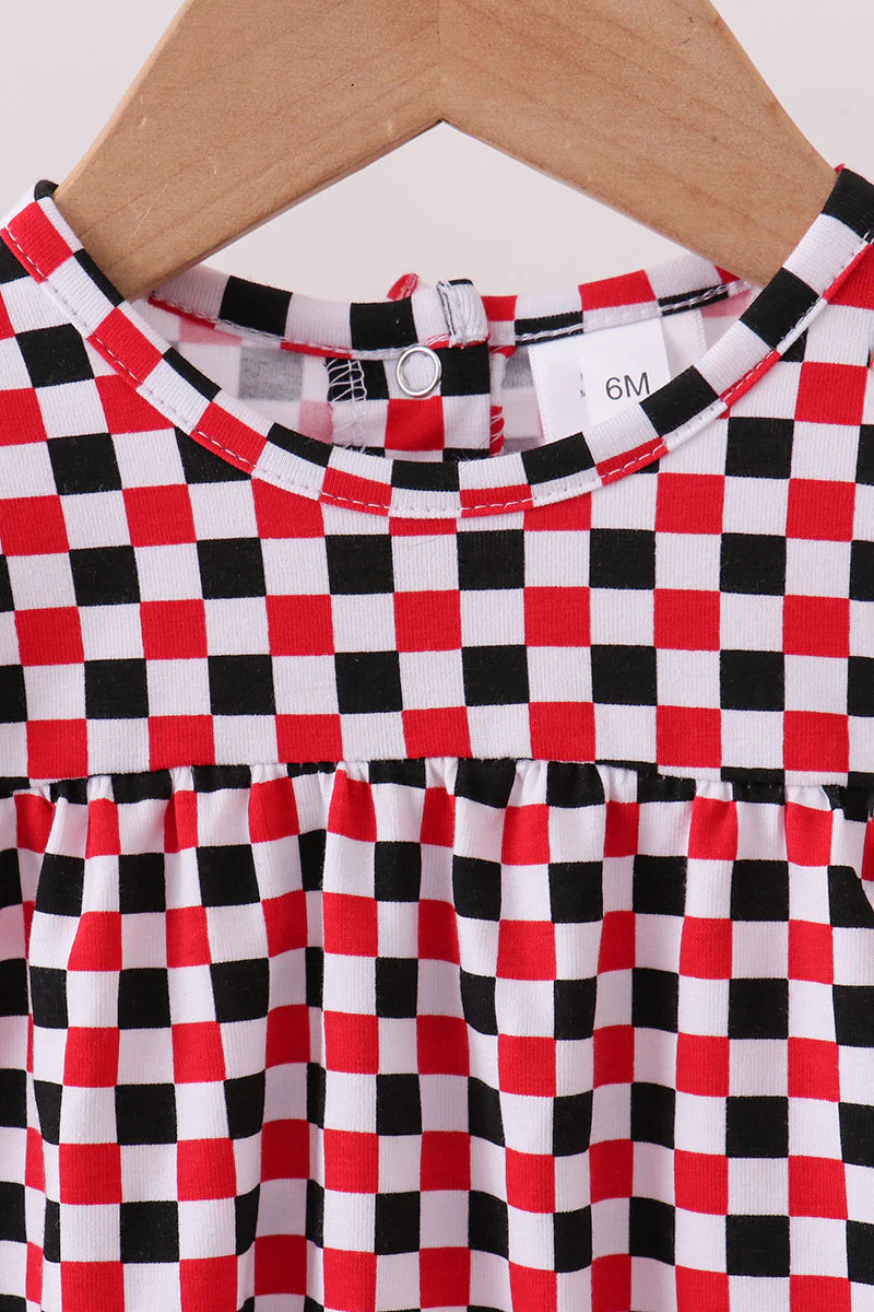Checkered Georgia dog applique ruffle bubble - Image 2