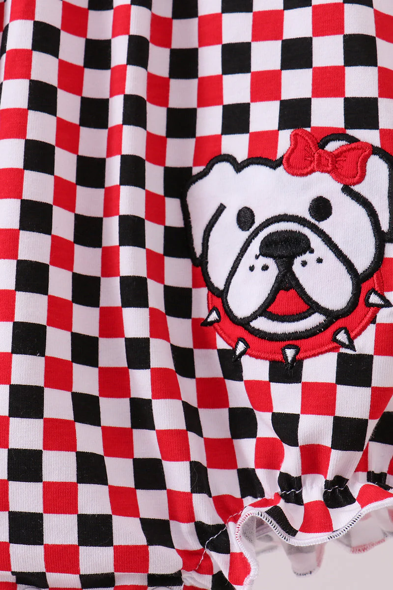 Checkered Georgia dog applique ruffle bubble - Image 3